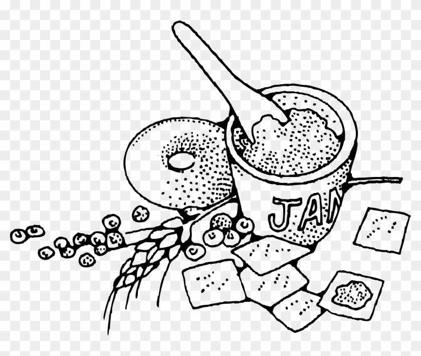 Jam And Crackers - Food And Drink Lineart Clipart #5067757