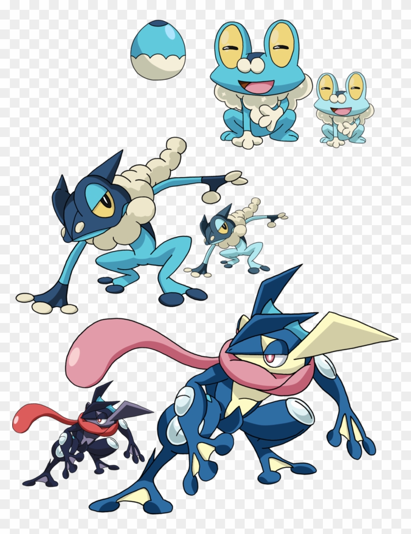 393kib, 790x1011, 656 657 And 658 Froakie Evolutionary - Shiny Greninja Evolution Line Clipart