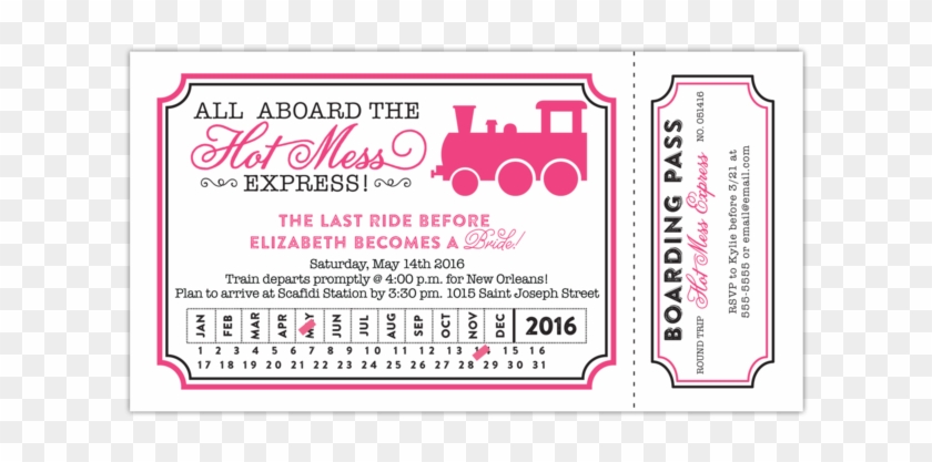 Fun Train Ticket Invitation Perfect For Bachelorette - Hot Mess Express Ticket Clipart #5071470