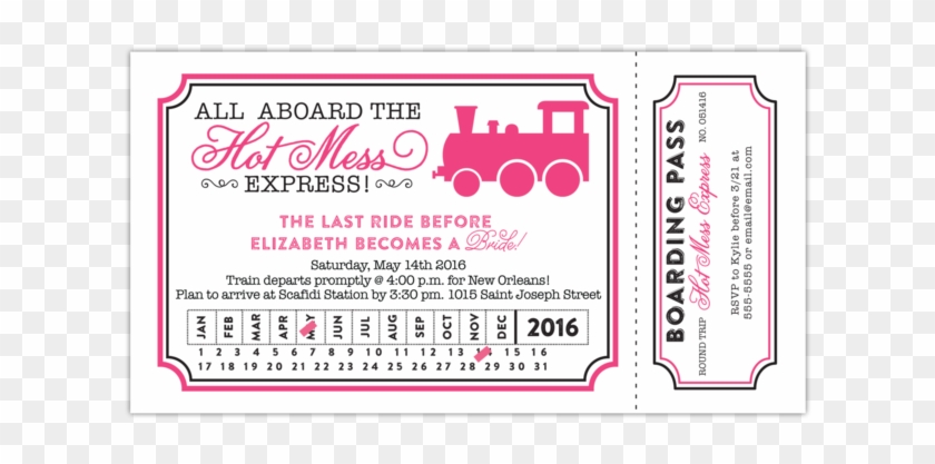 Fun Train Ticket Invitation Perfect For Bachelorette - Hot Mess Express Ticket Clipart