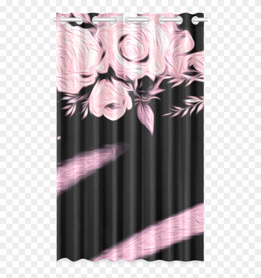 Pink Roses Window Curtain - Window Valance Clipart #5076088