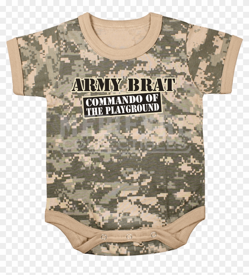 Acu Digital Camo Army Brat Baby One Piece - Army Baby Clothes Clipart #5076578