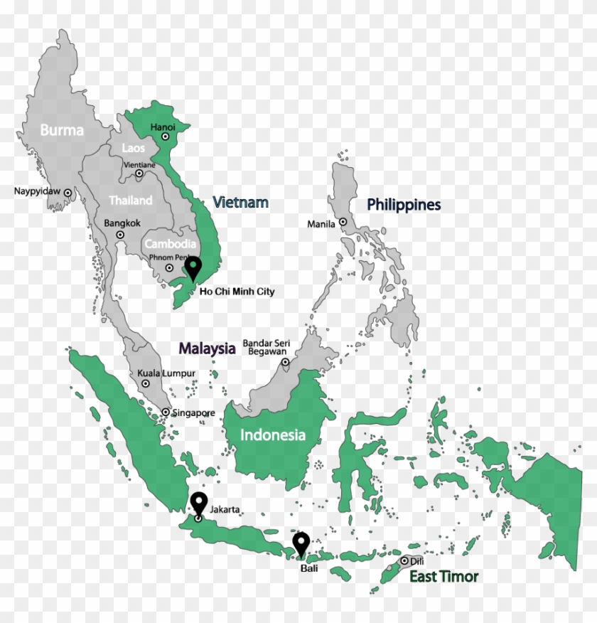 Emerhub Map - Southeast Asia Capital Cities Clipart #5081883