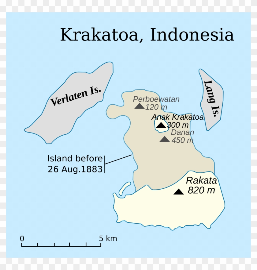 Krakatoa, Indonesia - Krakatoa Map Before And After Clipart #5082801