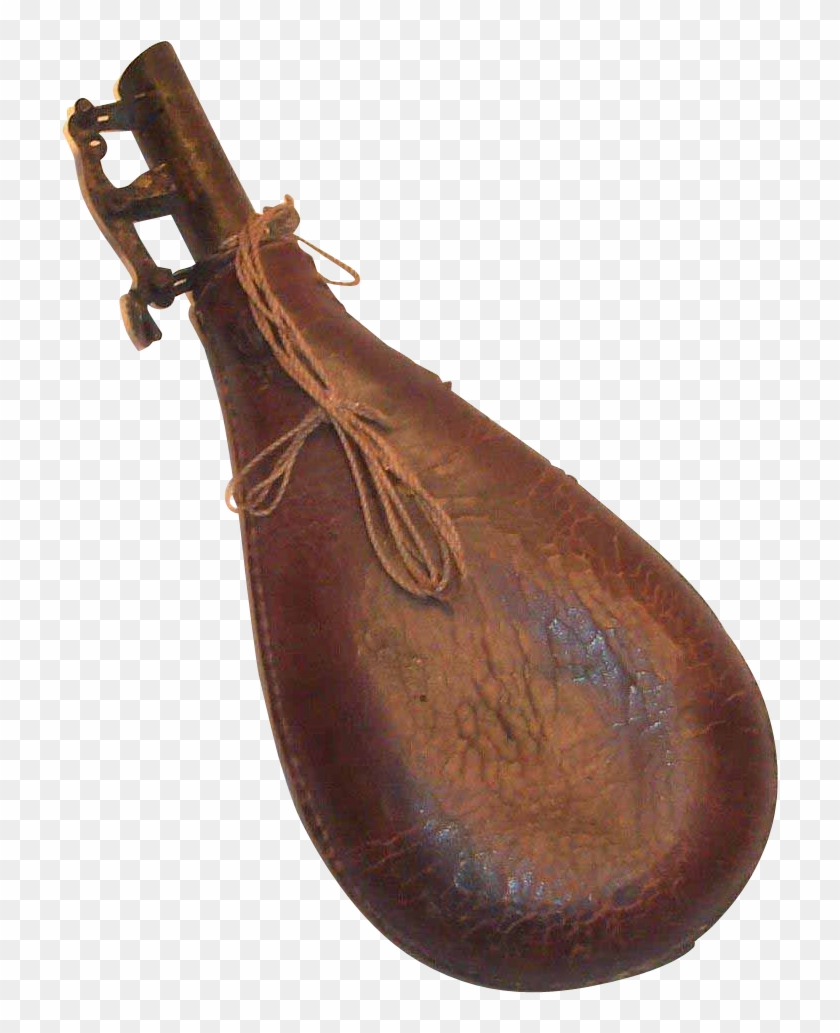Antique Civil War Era Leather & Brass Gunpowder Flask - Leather Clipart #5083184