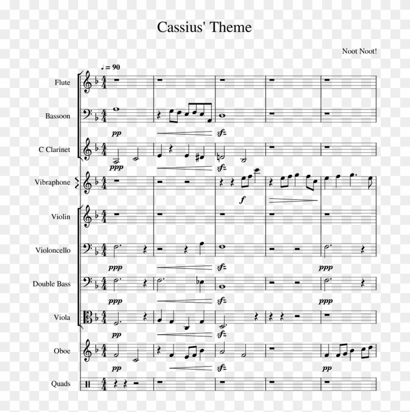 Some Theme Sheet Music For Flute, Clarinet, Violin, - Sheet Music Clipart #5087369