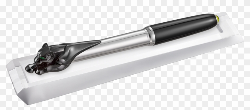 Exceptional Black Panthère Fountain Pen 925 Sterling - Cartier Panthere Pen Clipart #5090014