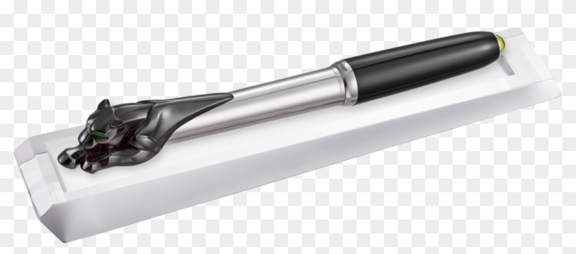 Exceptional Black Panthère Fountain Pen 925 Sterling - Cartier Panthere Pen Clipart
