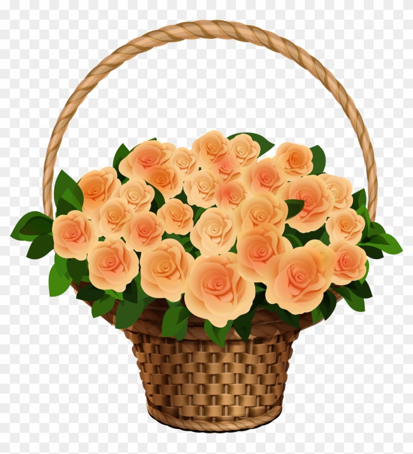 Basket With Yellow Roses Png Clipart Image - Flower Bokeh Png Hd Transparent Png #5090048