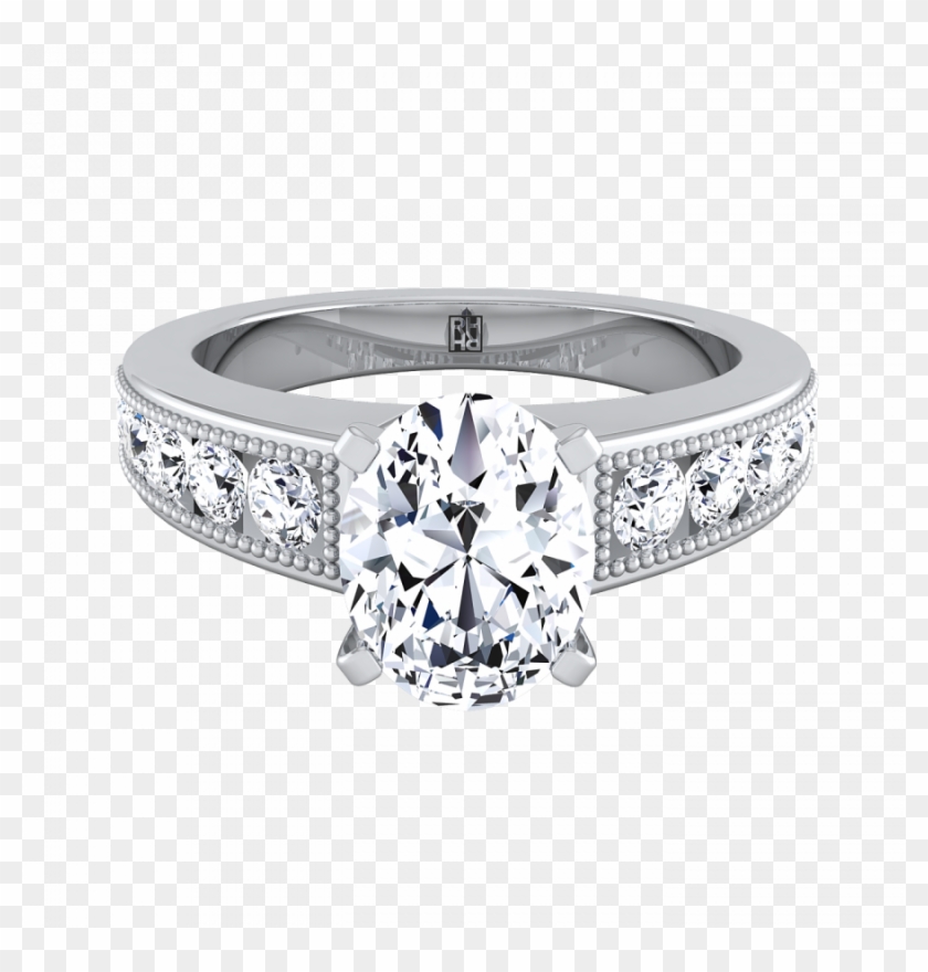 Oval Shape Engagement Ring With Channel Set Shank And - Oval Engagement Rings With Baguettes Clipart