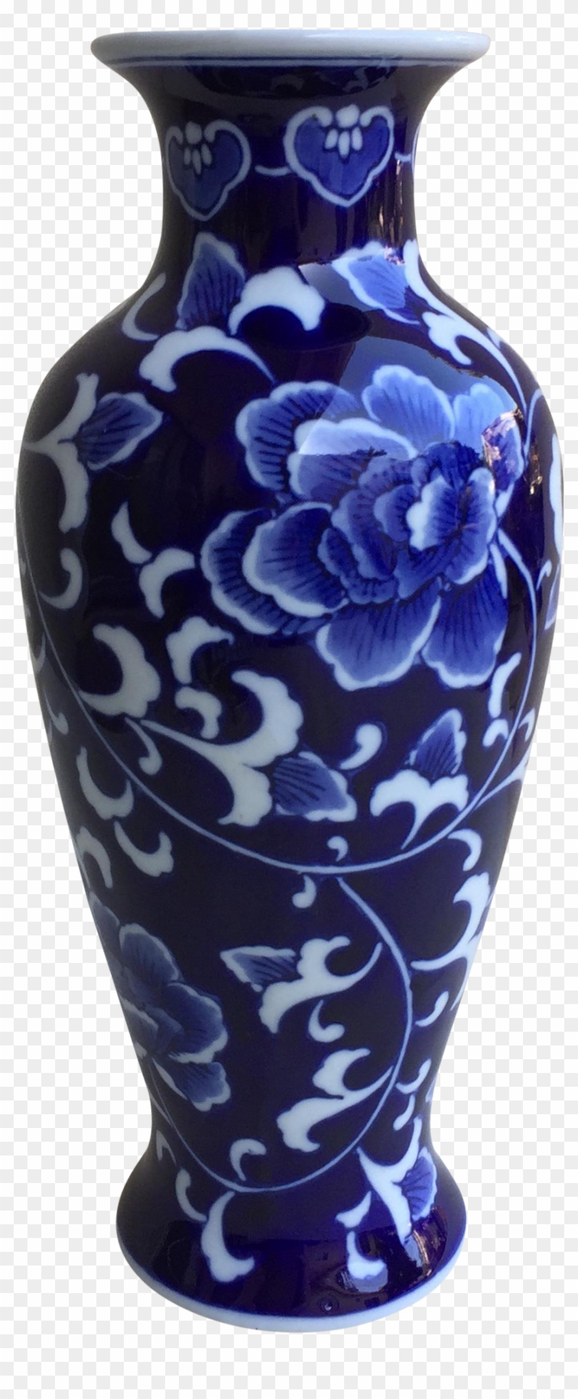 Asian Blue & White Lotus Flower Vase - Blue And White Porcelain Clipart #5090646
