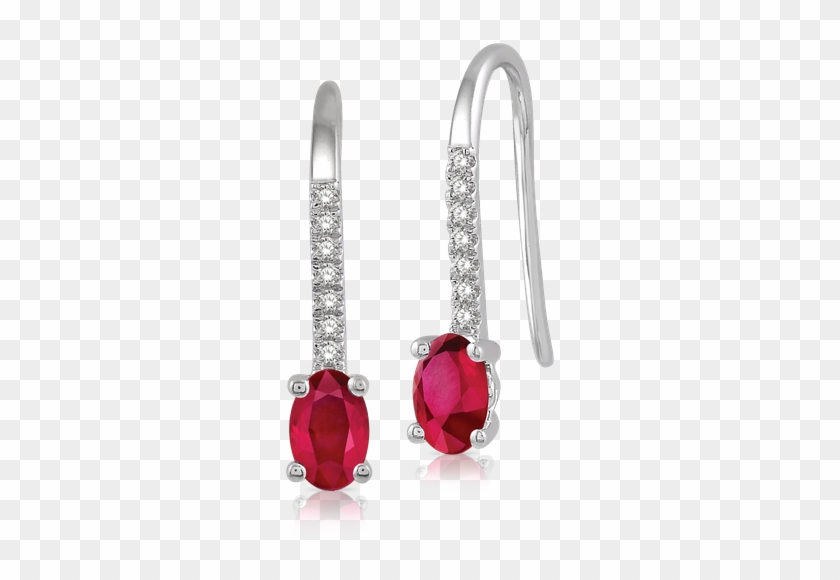 Oval Shape Ruby & Diamond Earrings - Earrings Clipart #5091044