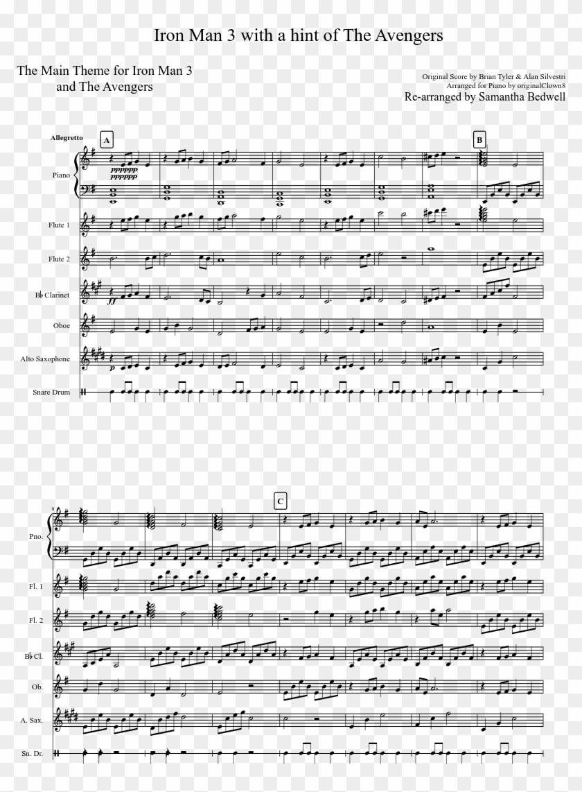 Iron Man 3 With A Hint Of The Avengers - Sheet Music Clipart #5091637