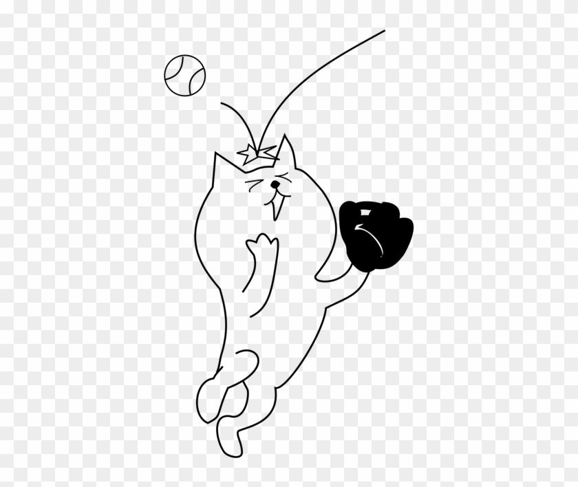 Failure Surprised Baseball Cat Cartoon Error - Line Art Clipart