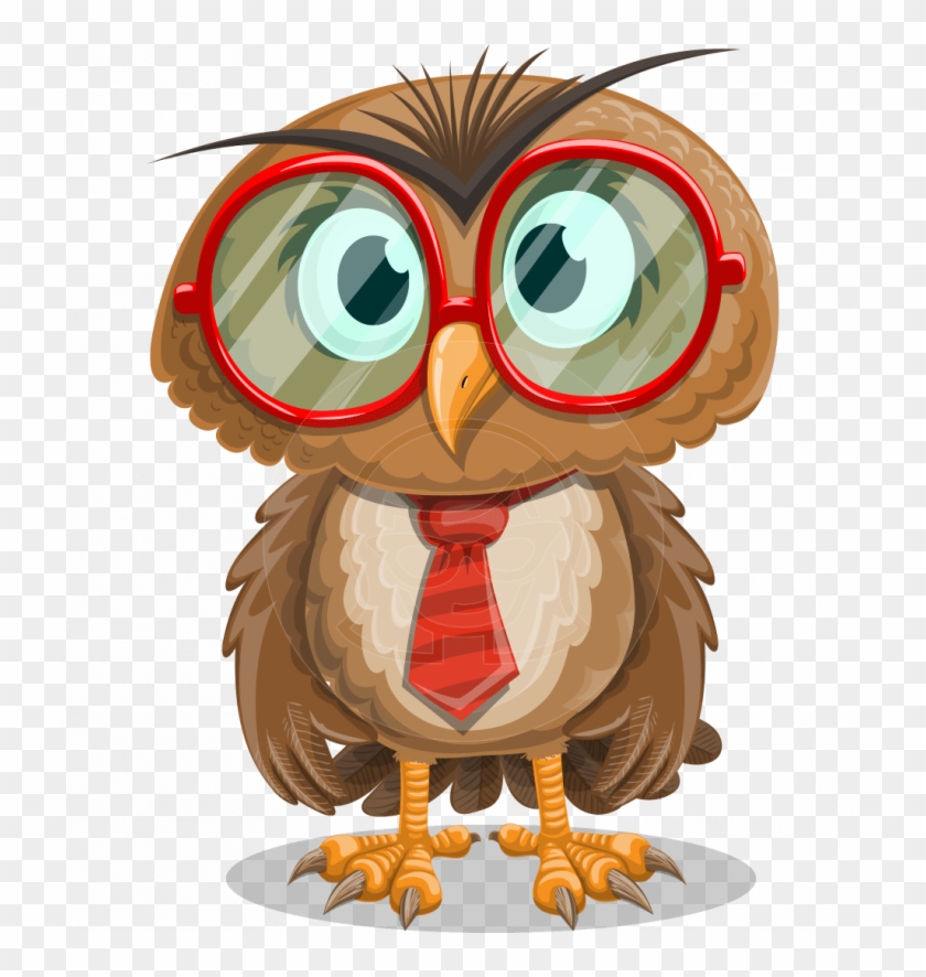 Coloring Pages ~ Owl With Tie Cartoon Vector Character - Owl Cartoon Glasses Clipart #5097828