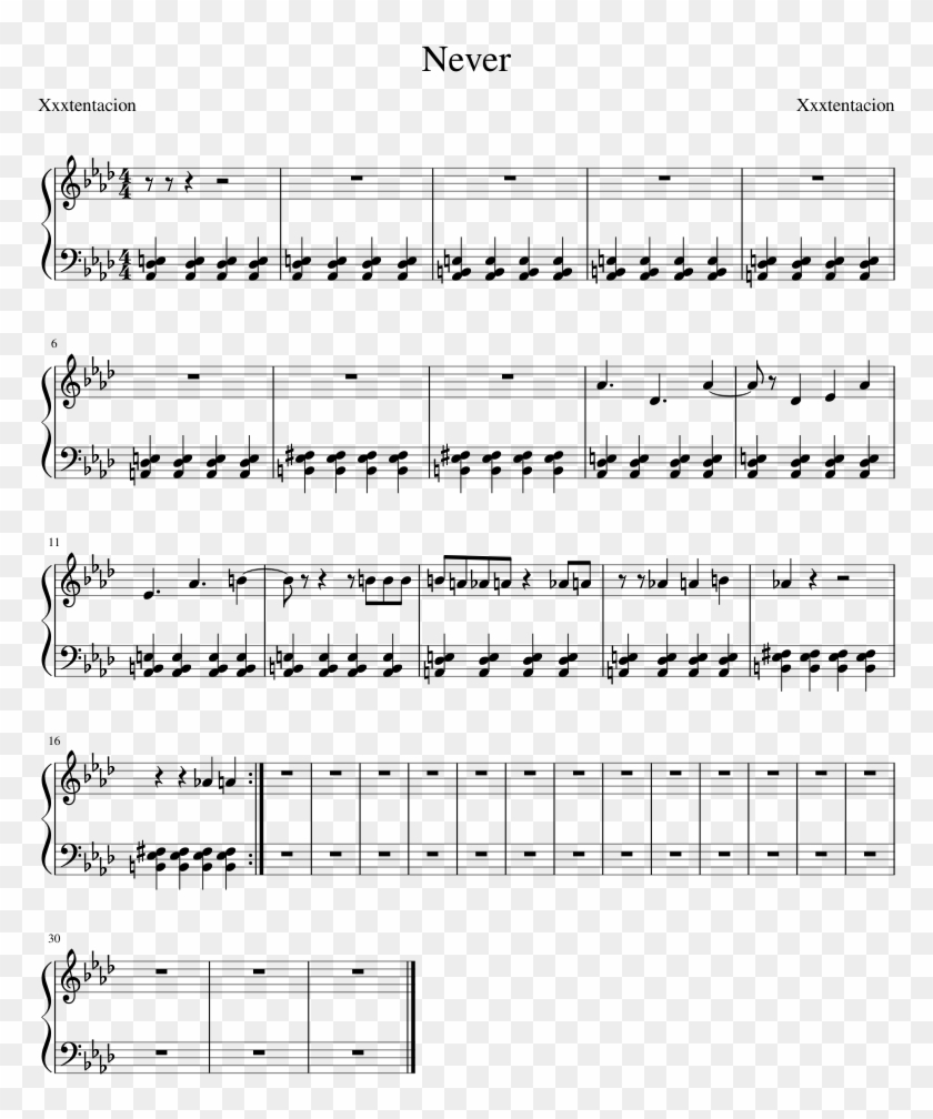 Never Xxxtentacion - Jubilife City Piano Sheet Music Clipart #510357