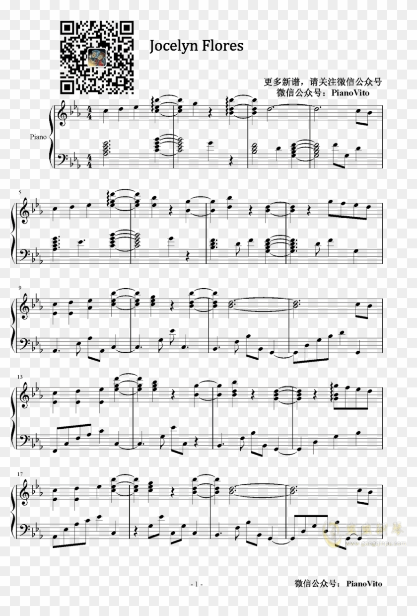 Jocelyn Flores Xxxtentacion钢琴谱第1页 - Sheet Music Clipart #510591