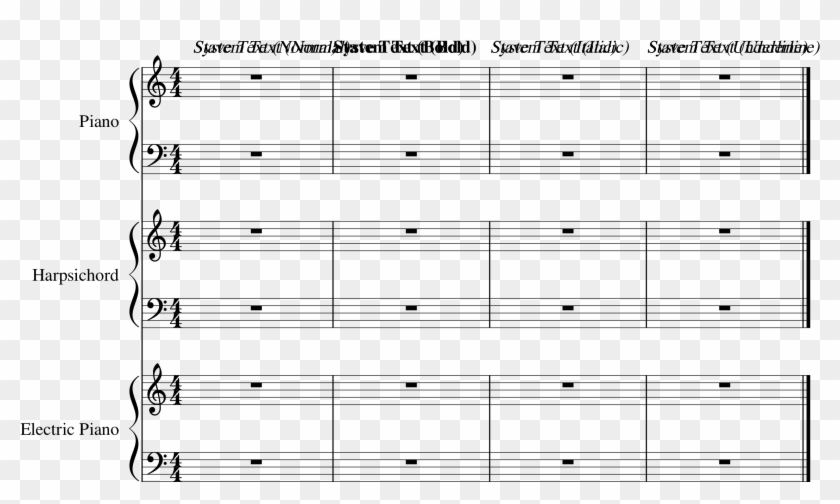 Normal And Underline Stave And System Text Exports - Piano Clipart