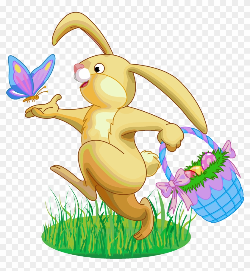 Easter Rabbit Png Clipart - Easter Bunny With Basket Transparent Png #512285