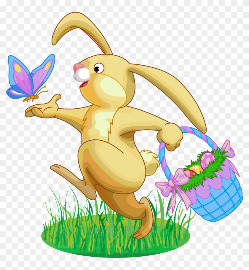 Easter Rabbit Png Clipart - Easter Bunny With Basket Transparent Png