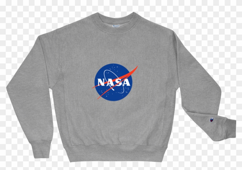 Unisex Champion Nasa Logo Print Crew Neck Sweatshirt - Nasa Clipart #512632