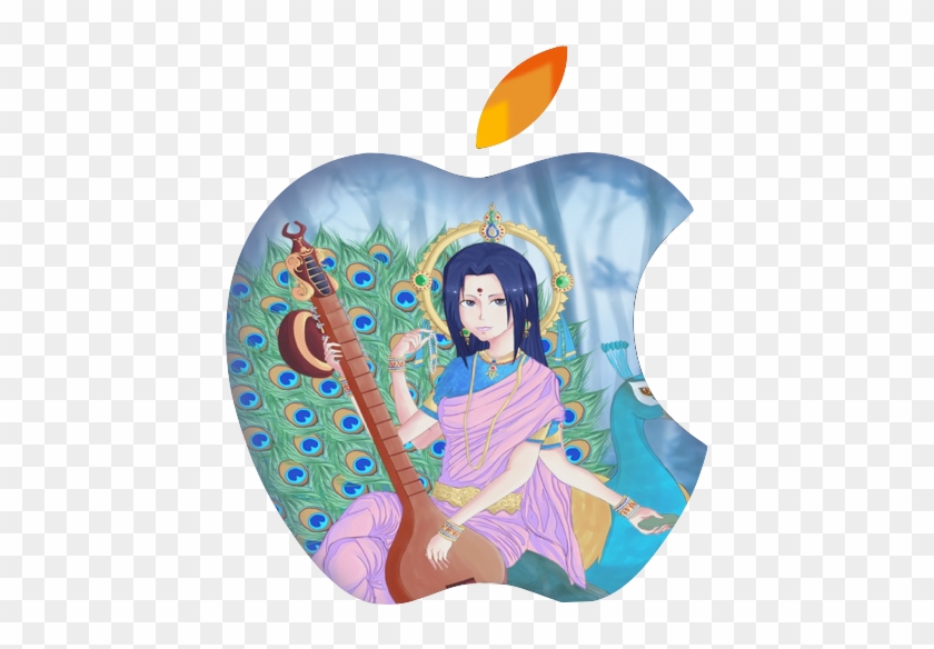 Saraswati Alpha Black - Saraswati With Peacock Drawing Clipart