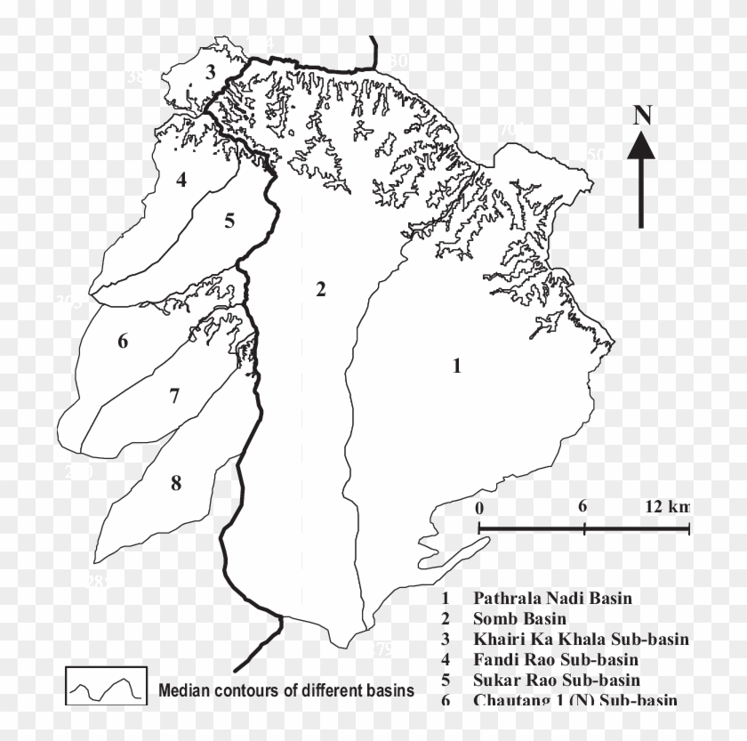 Position Of Median Contour In Different Basins - Drawing Clipart