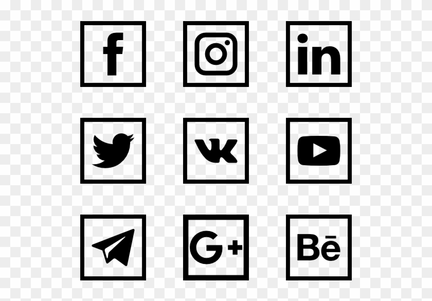 Social Media Logo Collection - Black-and-white Clipart