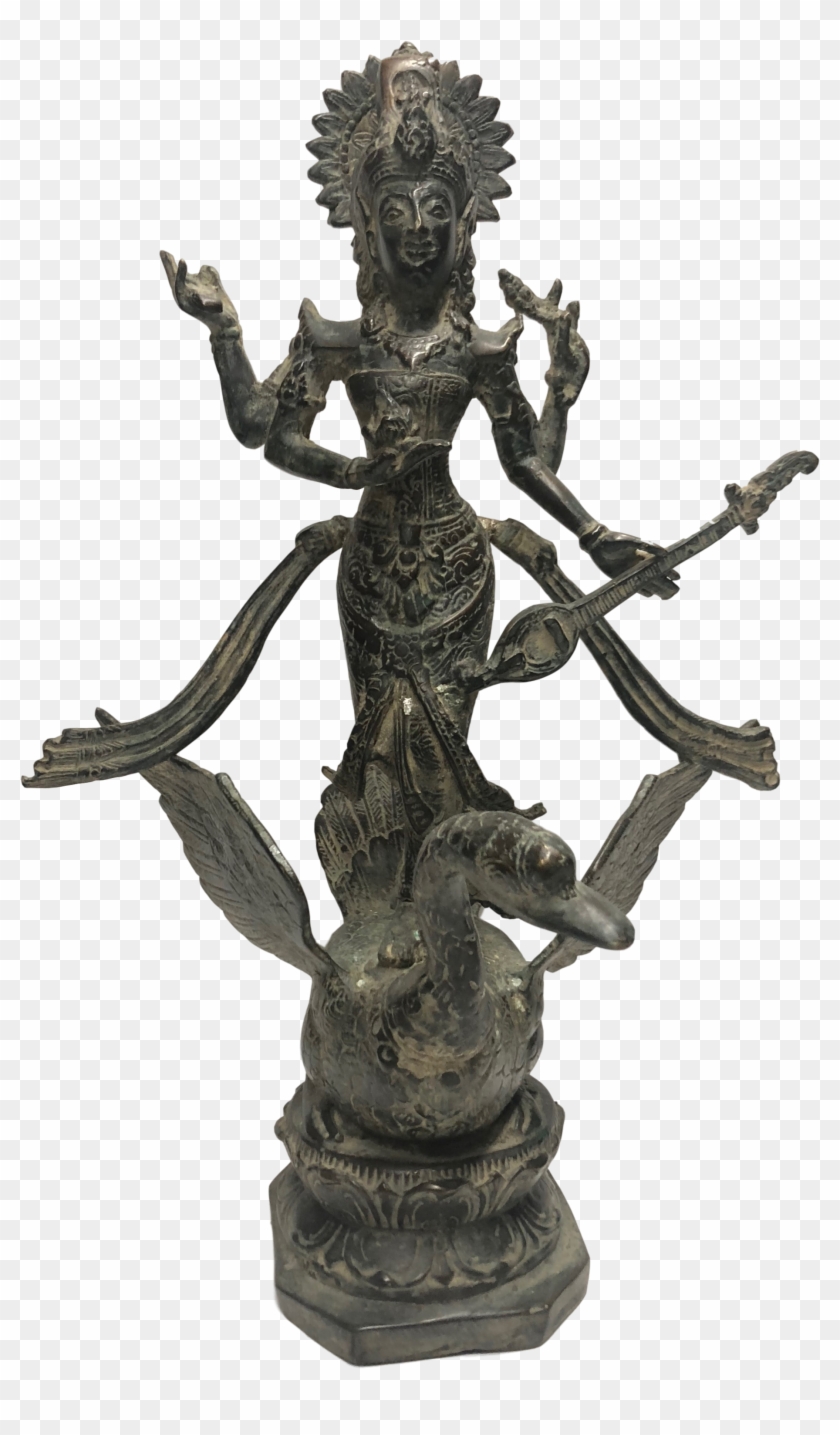 Cast Brass Piece Depicting Saraswati, Goddess Of Education - Statue Clipart