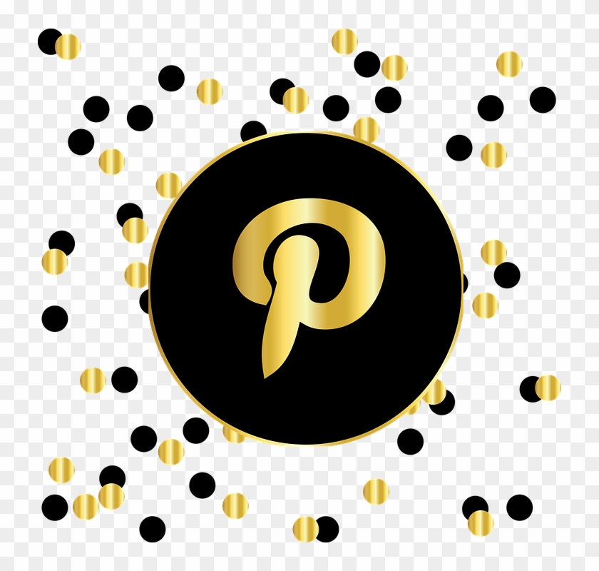 Pinterest, Social Media, Icons, Website, Symbol, Circle - Black And Gold Instagram Icon Clipart #513642