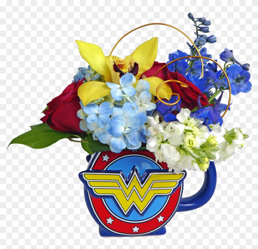 Wonder Woman Flower Mug - Wonder Woman Flower Bouquet Clipart