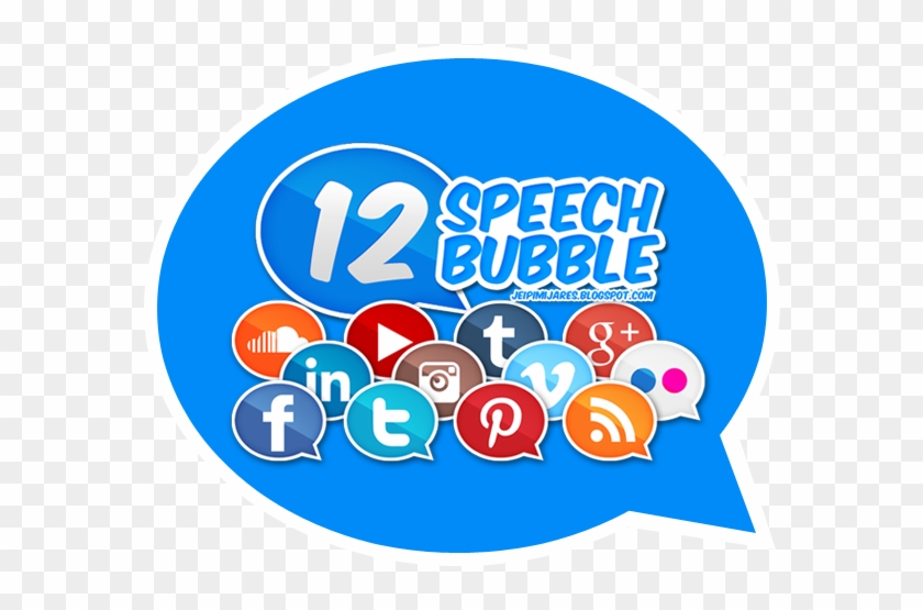Speech Bubble Styled Social Media Icons - Social Media In Speech Bubble Clipart
