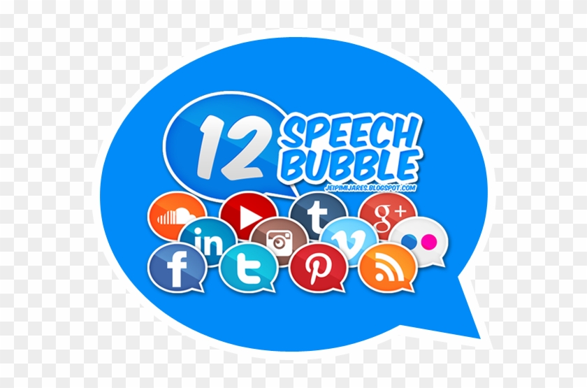 Speech Bubble Styled Social Media Icons - Social Media In Speech Bubble Clipart #514261