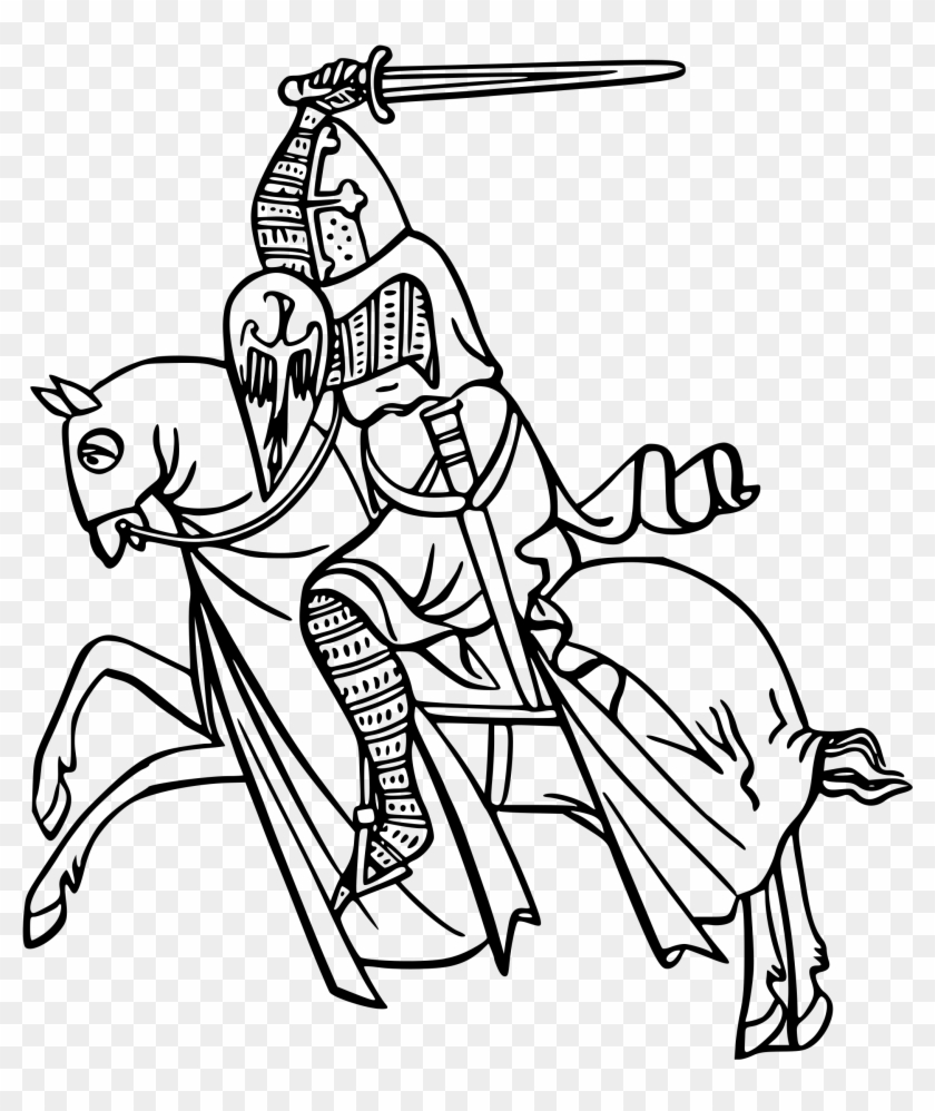 Graphic Black And White Knight On Horseback At Getdrawings - Knight Coloring Pages Clipart