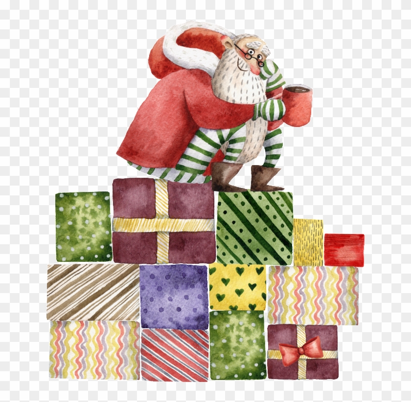 Hand Painted Santa Claus Png Transparent Ready To Give Clipart