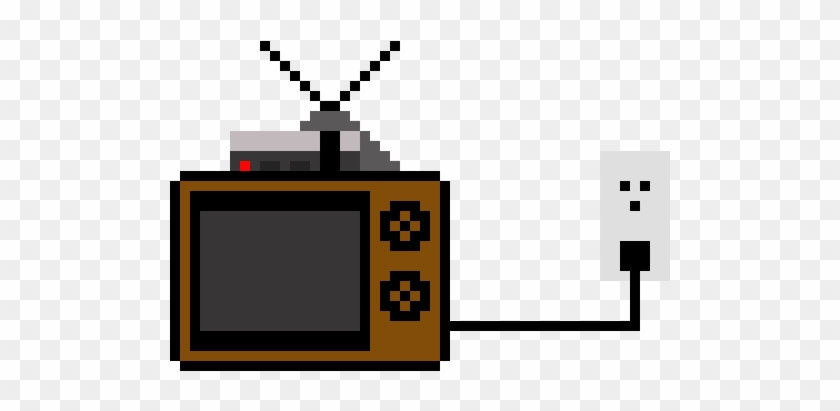 Old Tv W/ Nes Pluggued In Tha Wall - Android Logo Pixel Clipart #515548