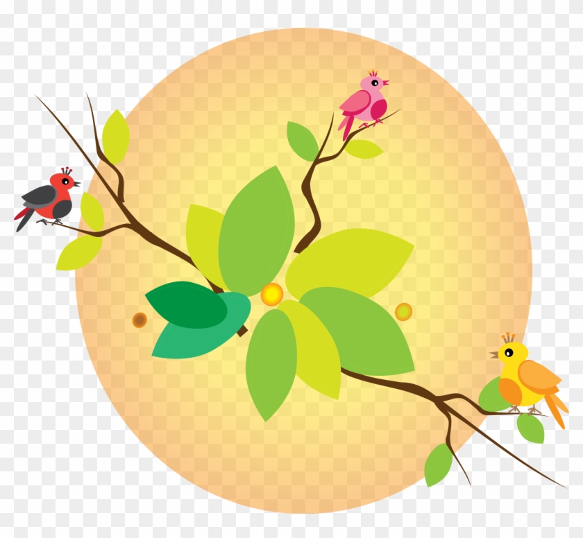 This Free Icons Png Design Of Rainbow Birds On Branch Clipart