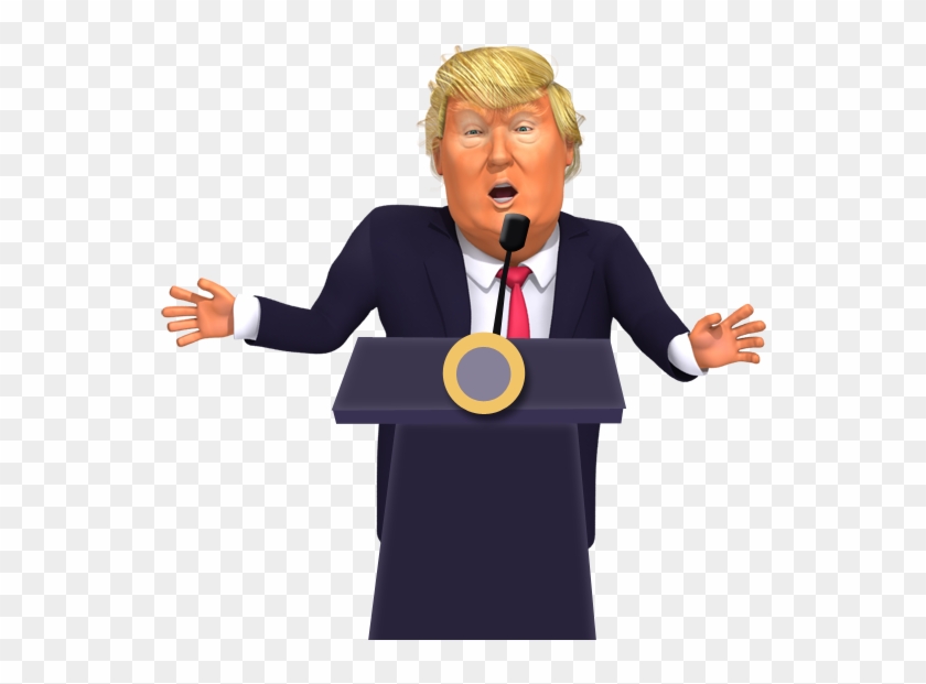 Giving A Press Conference Donald Trump 3d Caricature - Public Speaking Clipart #516321