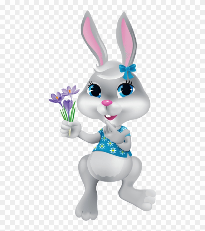 Download Easter Bunny With Crocusespicture Png Images - Happy Easter Crafts Clipart Transparent Png