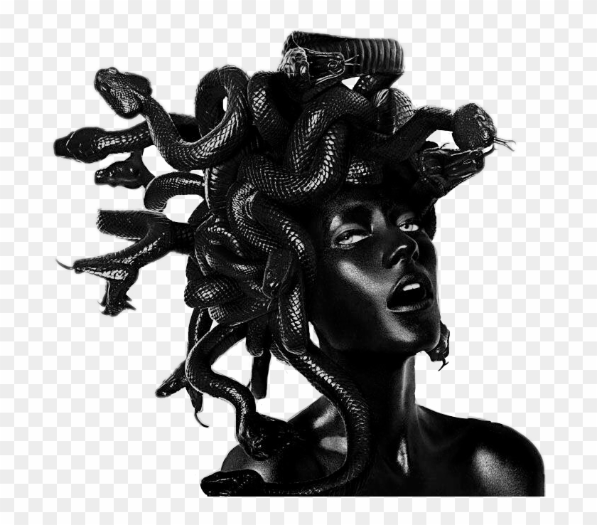 Vaporwave Aesthetic Black Medusa Snake Statue Grunge - Medusa Black Clipart #517533