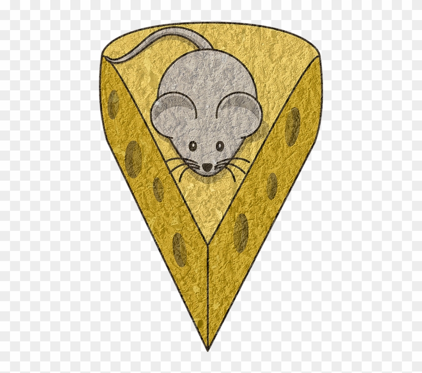 Cheese, Rat, Mouse, Mice, Food, Cheesy, Cat And Rat - Cartoon Mouse With Cheese Clipart #519000