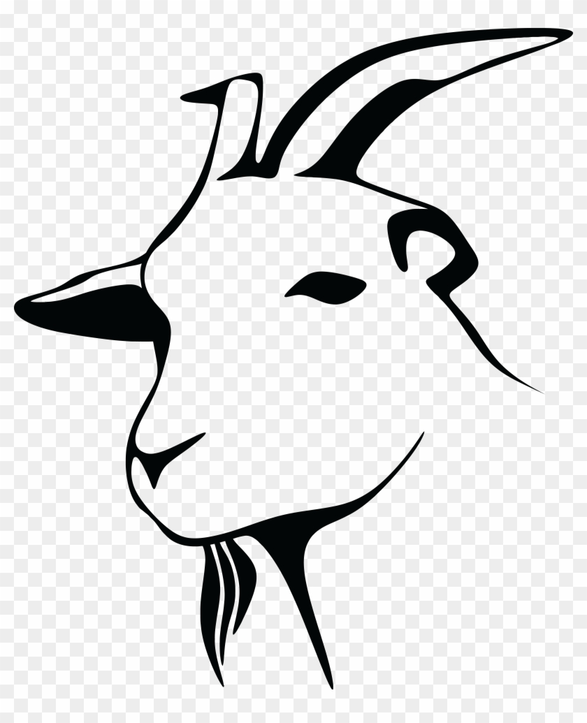 Free Clipart Of A Black And White Goat Head - Goat Head Clipart Black And White - Png Download #519933