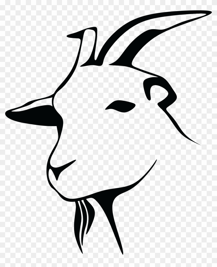 Free Clipart Of A Black And White Goat Head - Goat Head Clipart Black And White - Png Download