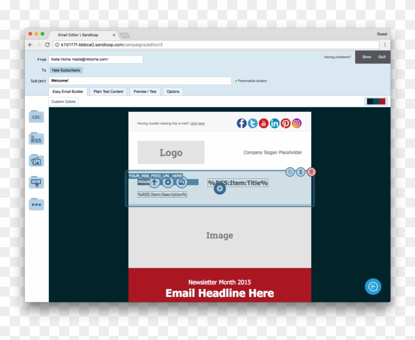 Rss-based Emails In Sendloop - Html Email Templates With Buttons Clipart