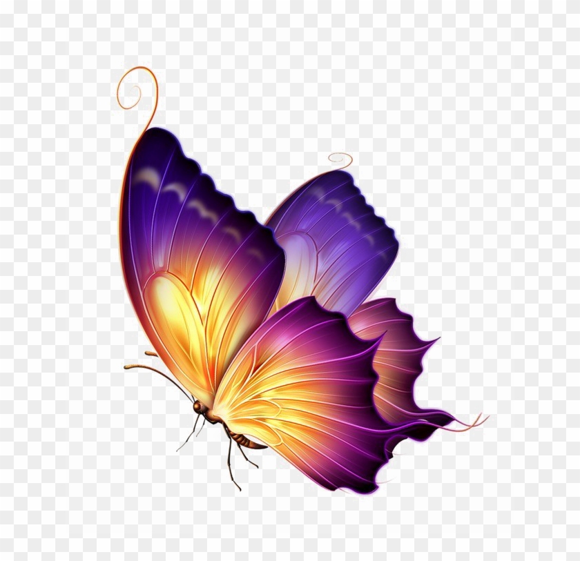 Butterfly Png Transparent Image - Purple And Gold Butterfly Clipart #5102221