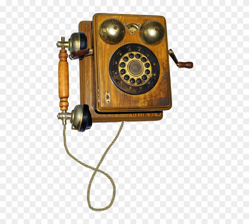Phone Old Wood Dial Built In - Telephone Clipart #5105632