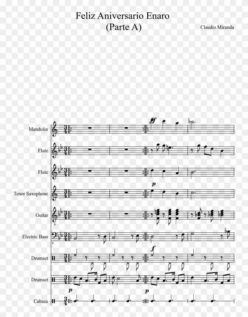 Feliz Aniversario Enaro Piano Tutorial - Dragon Quest Iii Sheet Music Clipart