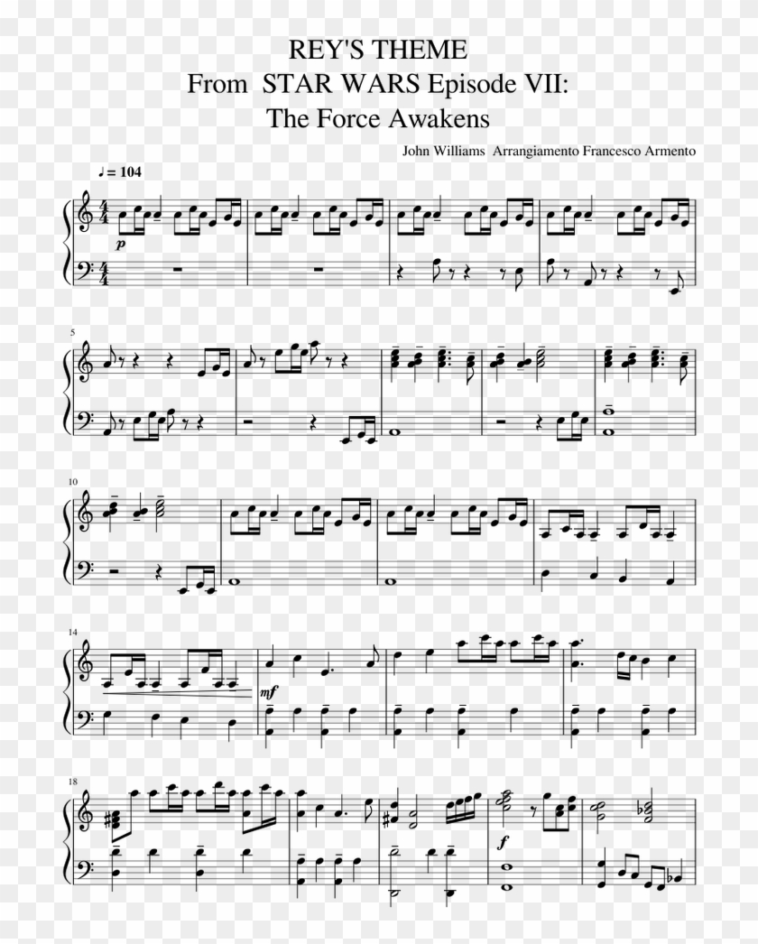 Rey's Theme From Star Wars Episode Vii - Future Lucy Returns Home Piano Sheet Music Clipart #5108275