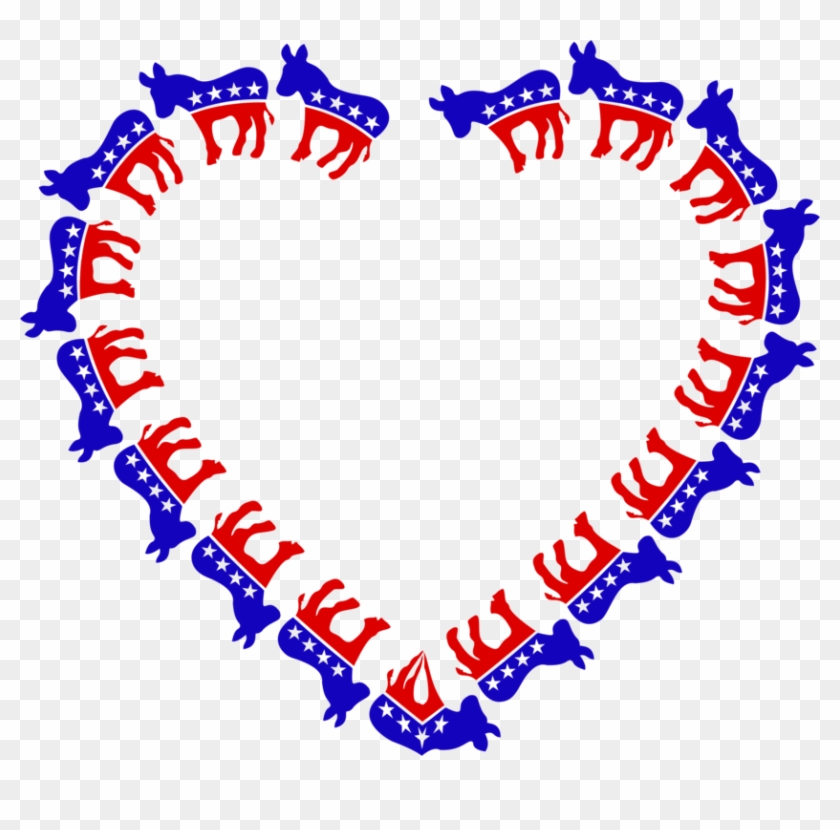 Donkey Democratic Party Heart Remix - Democrat Donkey Clipart #5110259