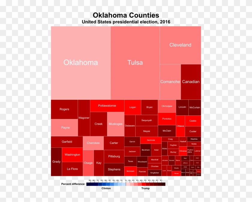 Treemap Of The Popular Vote By County, 2016 Presidential - Oklahoma 2016 Election Results Clipart